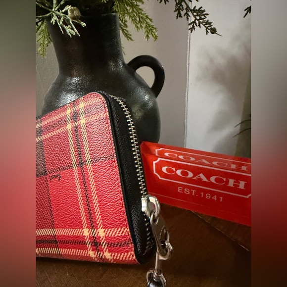 Coach Red Tartan Plaid Wristlet - Picture 5 of 11